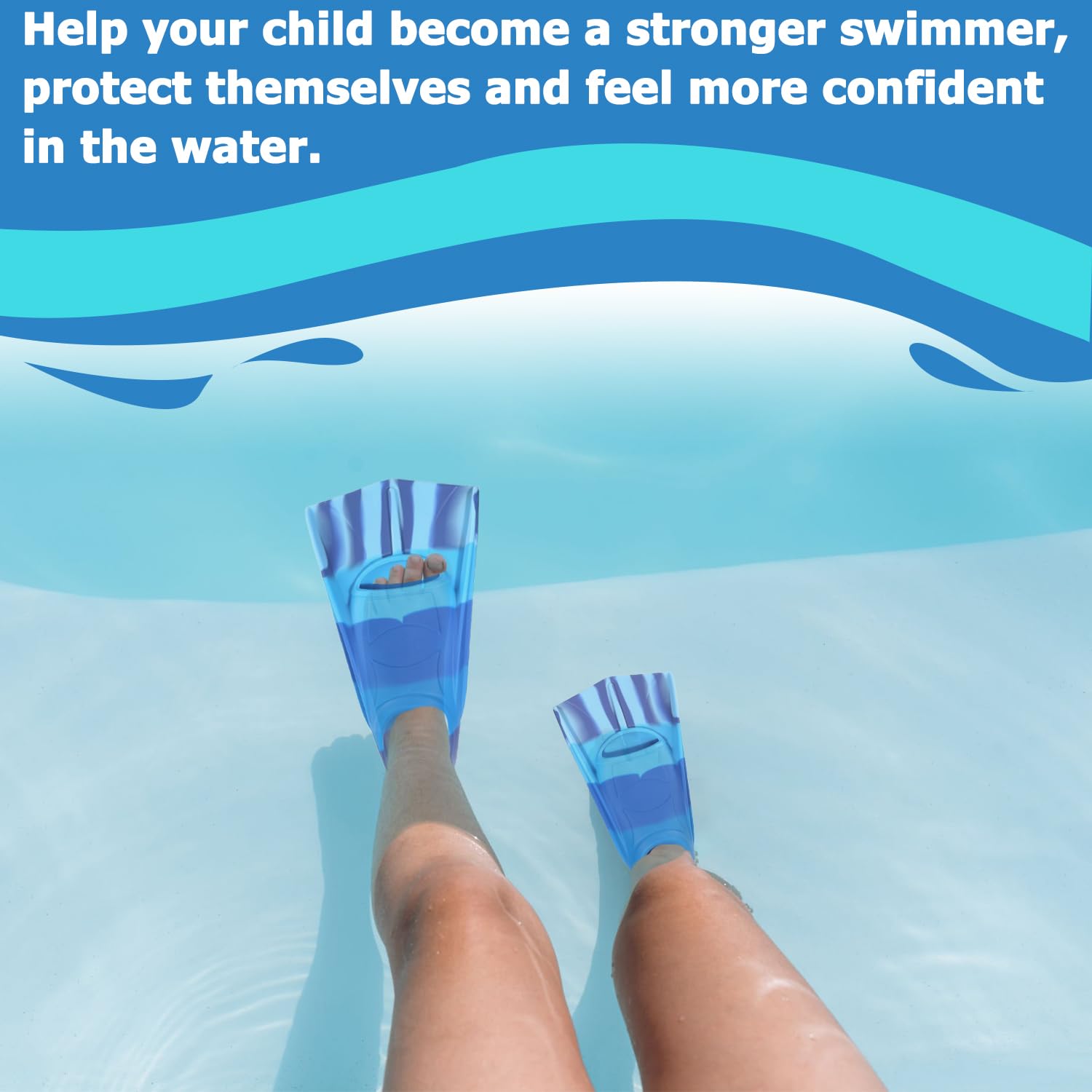 Aletas de natación para niños, silicona cortas, entrenamiento natación regazo, azul oscuro