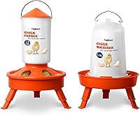 Eggluuz Chick Feeder & Waterer Kit: Top-Fill 1.5kg Feeder, 1.5L Waterer, 3 Adjustable Heights for Clean Coops