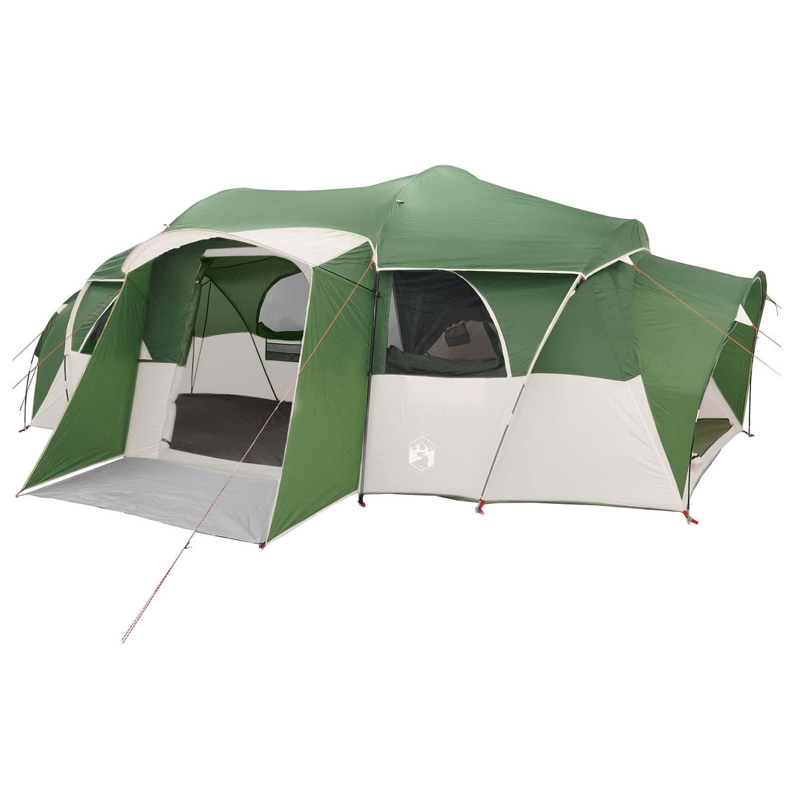 Tenda familiare con telo antipioggia impermeabile per 10 persone, verde