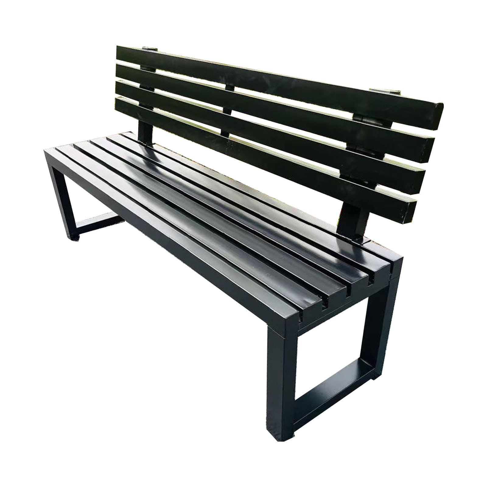 Banco de jardín de madera maciza y hierro de 120 cm de largo para exterior