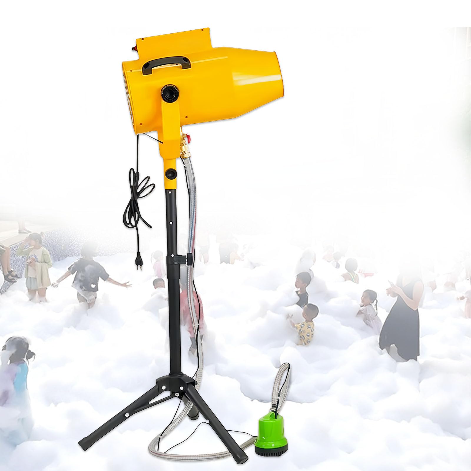 Foam Machine for Parties 1000w High Power, Covers Up to 80m² with 20-30ft Foam Cannon Range, Portable Foam Blower Machine for Kids Adults Outdoor Foam Party, Wedding, Water Park Yellow