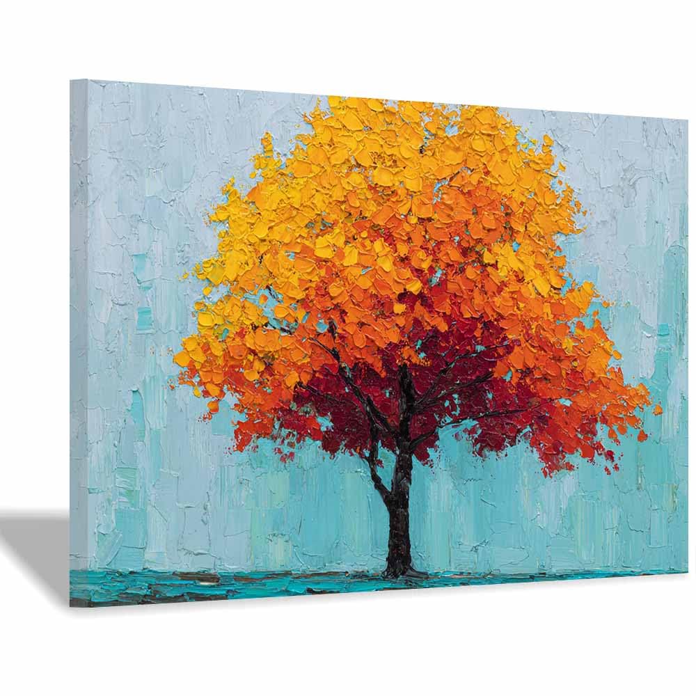 HOQIU Wall Pictures Golden Mountain Tree tree poster, landscape wall art, for Living Room Bedroom Bathroom.(Multicolor)-30x40cm Framed