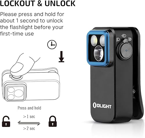 Miniatura 5 de OLIGHT Oclip Pro EDC Linterna con clip, recargable de 500 lúmenes con tres soluciones de iluminación, carga tipo C, luces magnéticas para Negro