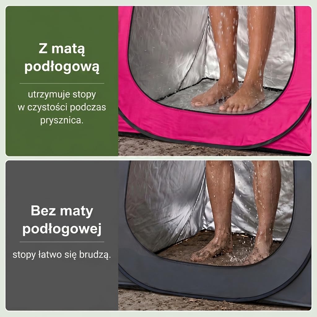 WolfWise Pop-Up namiot prysznicowy kempingowy i przebieralnia z podłogą – pokryty srebrem, ochrona przed promieniowaniem UV 50+, wodoodporny, namiot toaletowy z oknami i torbą do przenoszenia, do