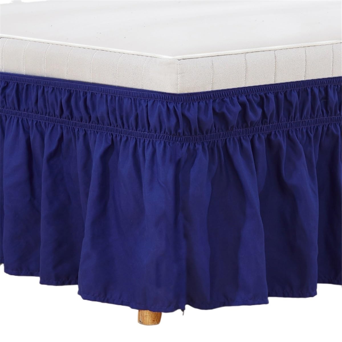 UDHSNJZG Bed Skirt Bed Skirt Wrap Around Elastic Skirts Ruffles Dust Ruffled Pastoral Solid Color Twin/Full/Queen/King 15 Inch(M,198 * 203+38cm)