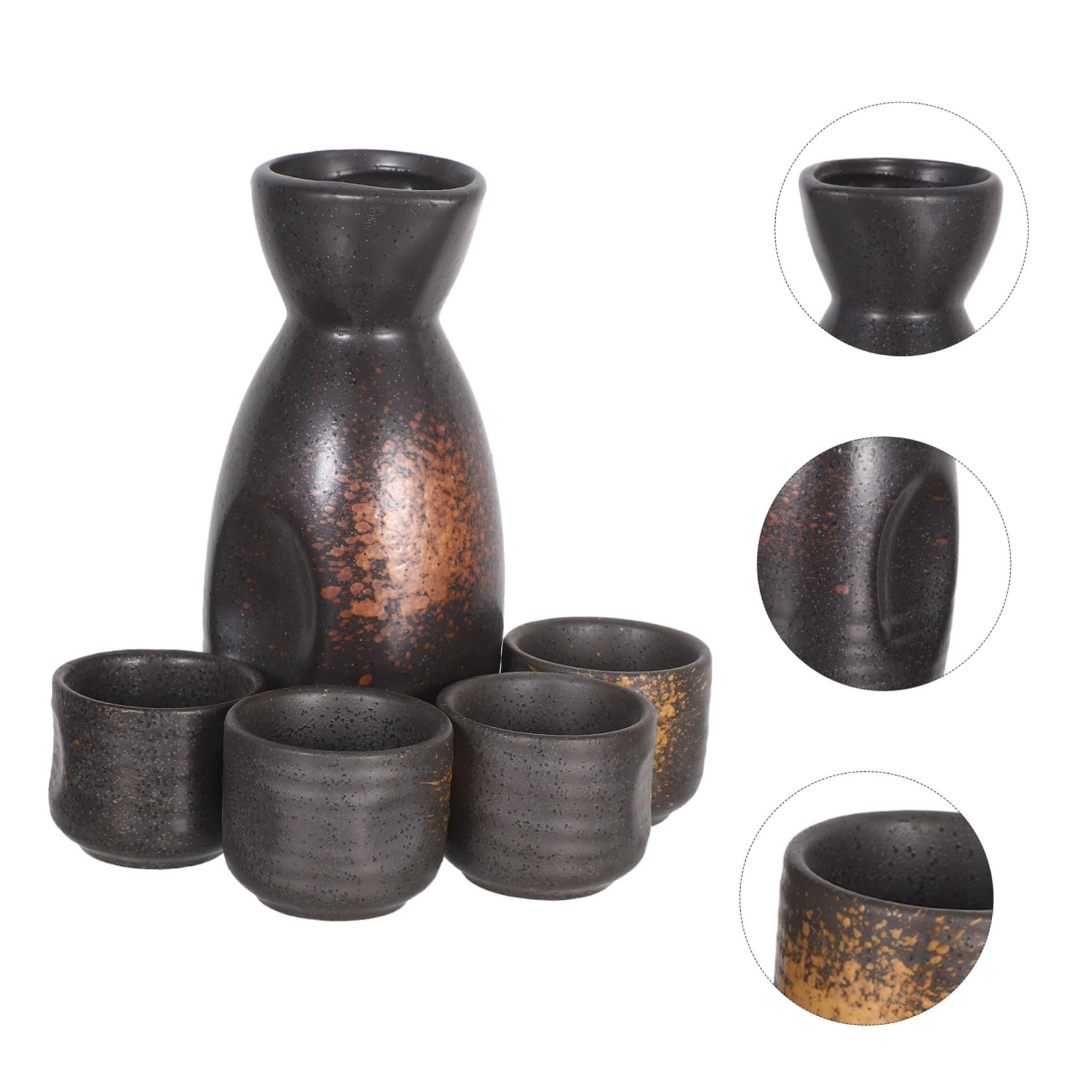 ULTECHNOVO Sakè Giapponese Bottiglia Tokkuri e Tazze Ochoko in Ceramica per Servire Sakè Caldo o Freddo per Uso Domestico Bar e Ristoranti