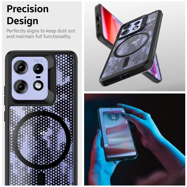 Image of KAPAVER Impulse Back Cover Case for Motorola Edge 50 Pro (Honey Comb-Black, Mag-X)