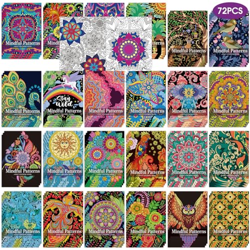 Sinload 72 Pcs Mindful Coloring Book Bulk for Adults DIY Art Coloring for Adult Stress Relief Drawing Book with Flower for Party Favors Goodie Bag Filler Gifts