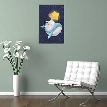 退屈とうさぎの孤独　 限定20部　絵画　版画　リビング　室内　インテリア　部屋 Amazon.co.jp: クジラとウサギのキャンバスアートポスター