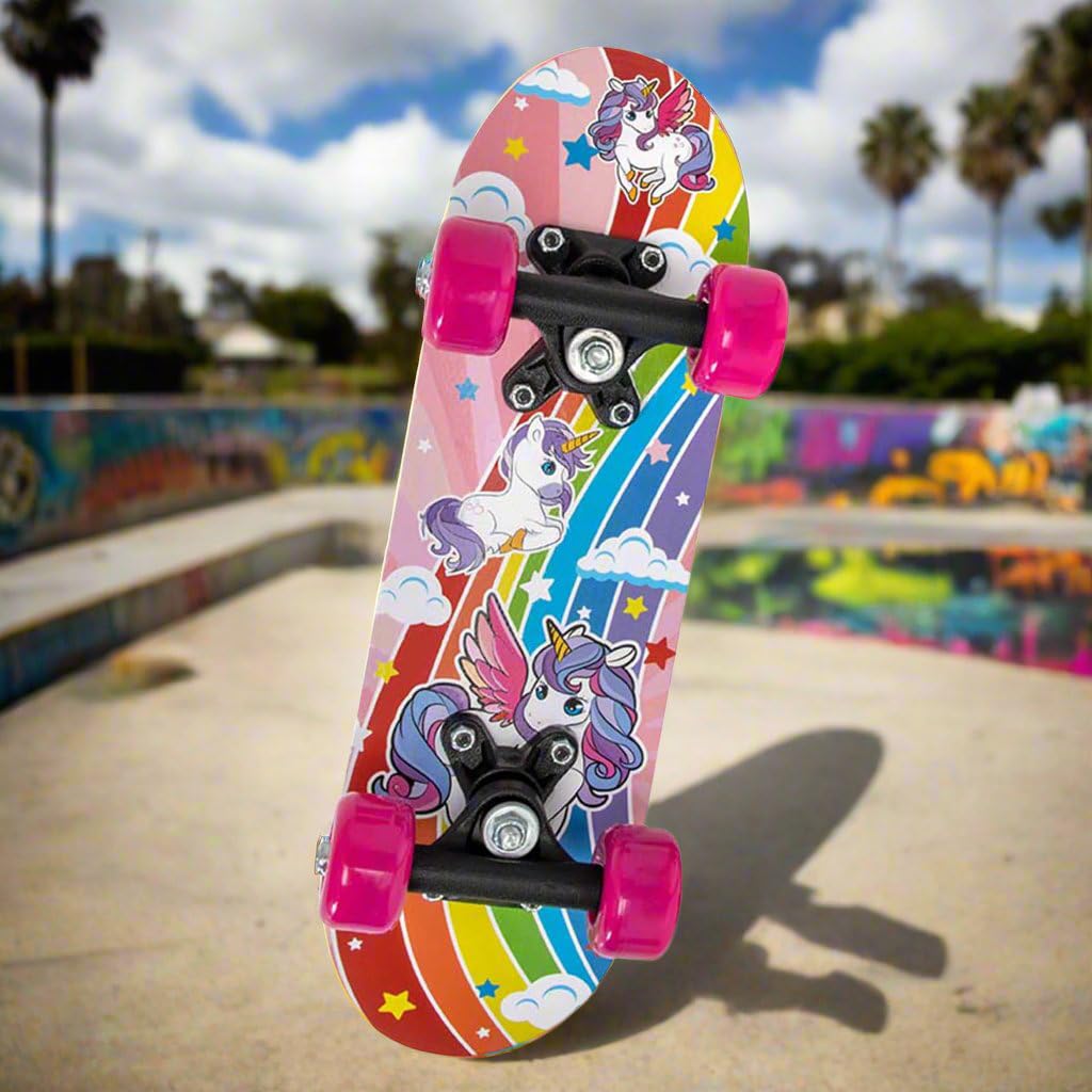 Atom 17" Skateboard for Beginners or Pros | Kids & Teenager Maple Board With 3" PP Trucks | Mini Cruiser Complete | Suitable for All Aged 5+ (Unicorn)