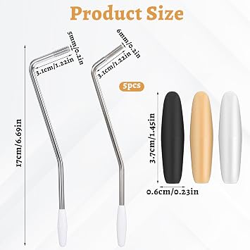 2 PCS 6mm & 5mm Thread Tremolo Arm, Electric Guitar Tremolos Arm Thread, Metal Single Tremolo Arms Whammy Bar with Tip for Electric Guitar Tremolos System (Silver)