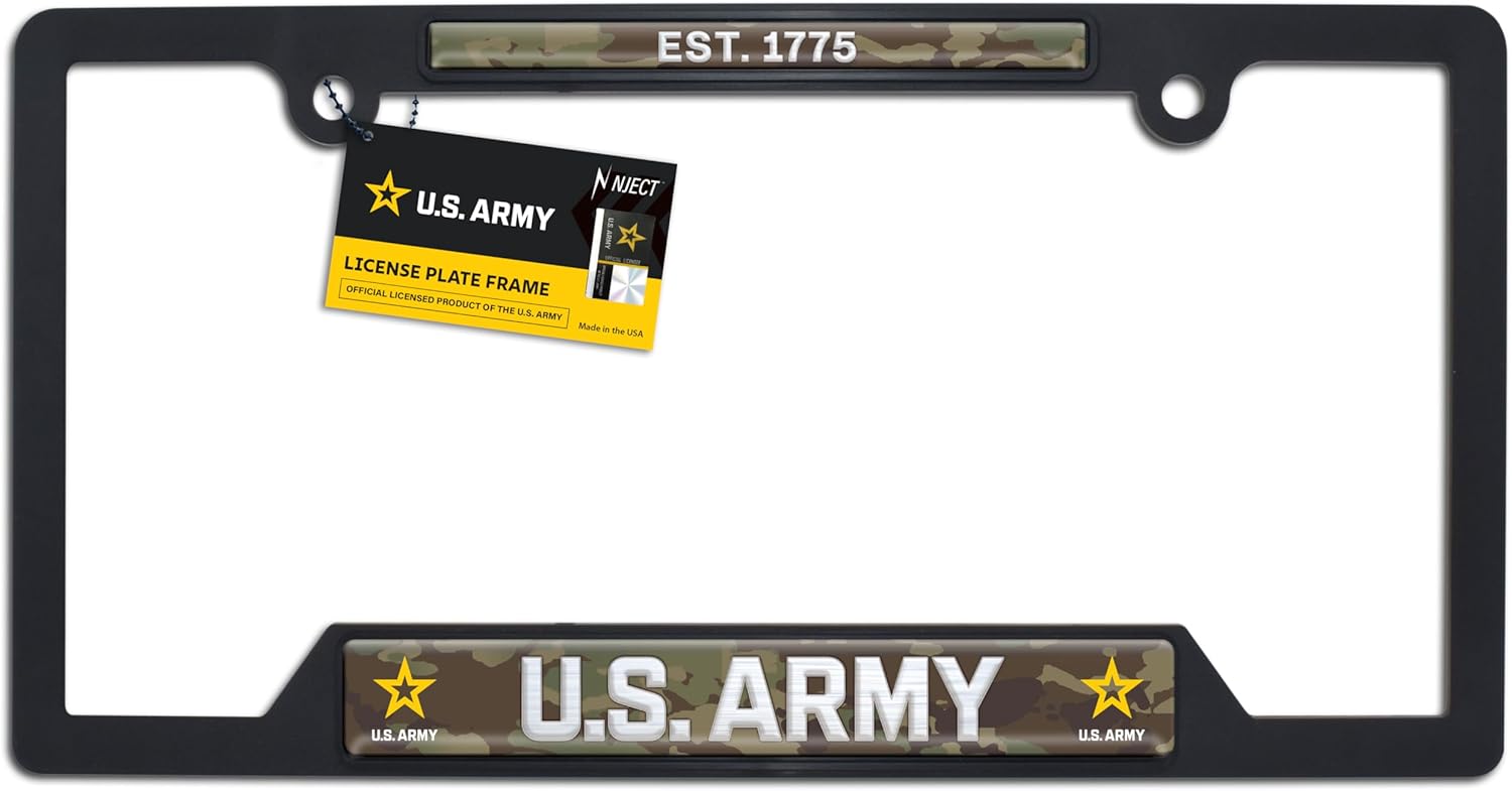 Officially Licensed – Camo United States Army Est. 1775 Automotive-Grade Black Plastic Open Corner License Plate Frame Tag Holder for Cars/SUVs/Trucks Weather-Proof Auto Accessory - Image 5