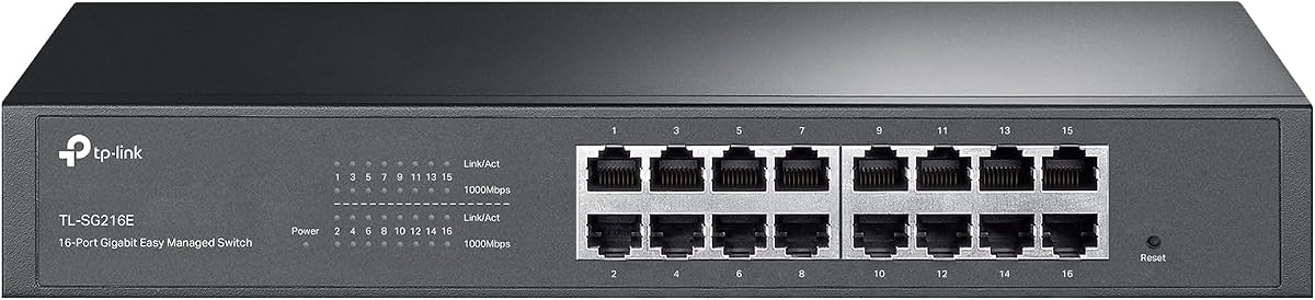 TP-Link TL-SG216E, 16 Port Gigabit Easy Managed Switch | VLAN, Auto Loop Prevention, IGMP Snooping, Fanless, Durable Metal w/Shielded Ports, Managed by Omada