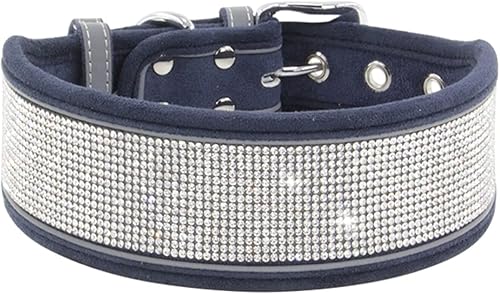 Miniatura 9 de Collar de perro con diamantes de imitación, suave, cómodo y elegante, con rayas reflectantes brillantes, collar ajustable de cristal de diamante