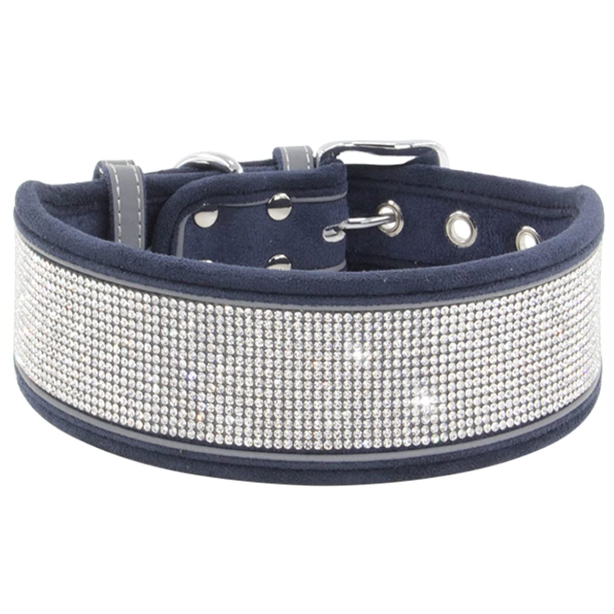 Bbmmayy Rhinestone Dog Collar Soft Comfortable Stylish Dog Collar with Bright Reflective Stripe Adjustable Diamond Crystal Pet Collar for Small Medium