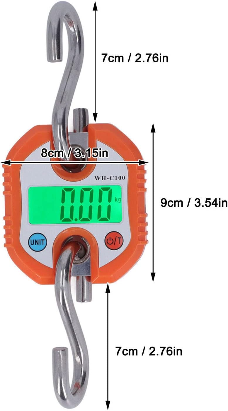 Utility Crane Scale Hanging Scale Tool Kg Lb JIN 330 Lb. Wide Range of Luggage Weighing Weighing(Orange)