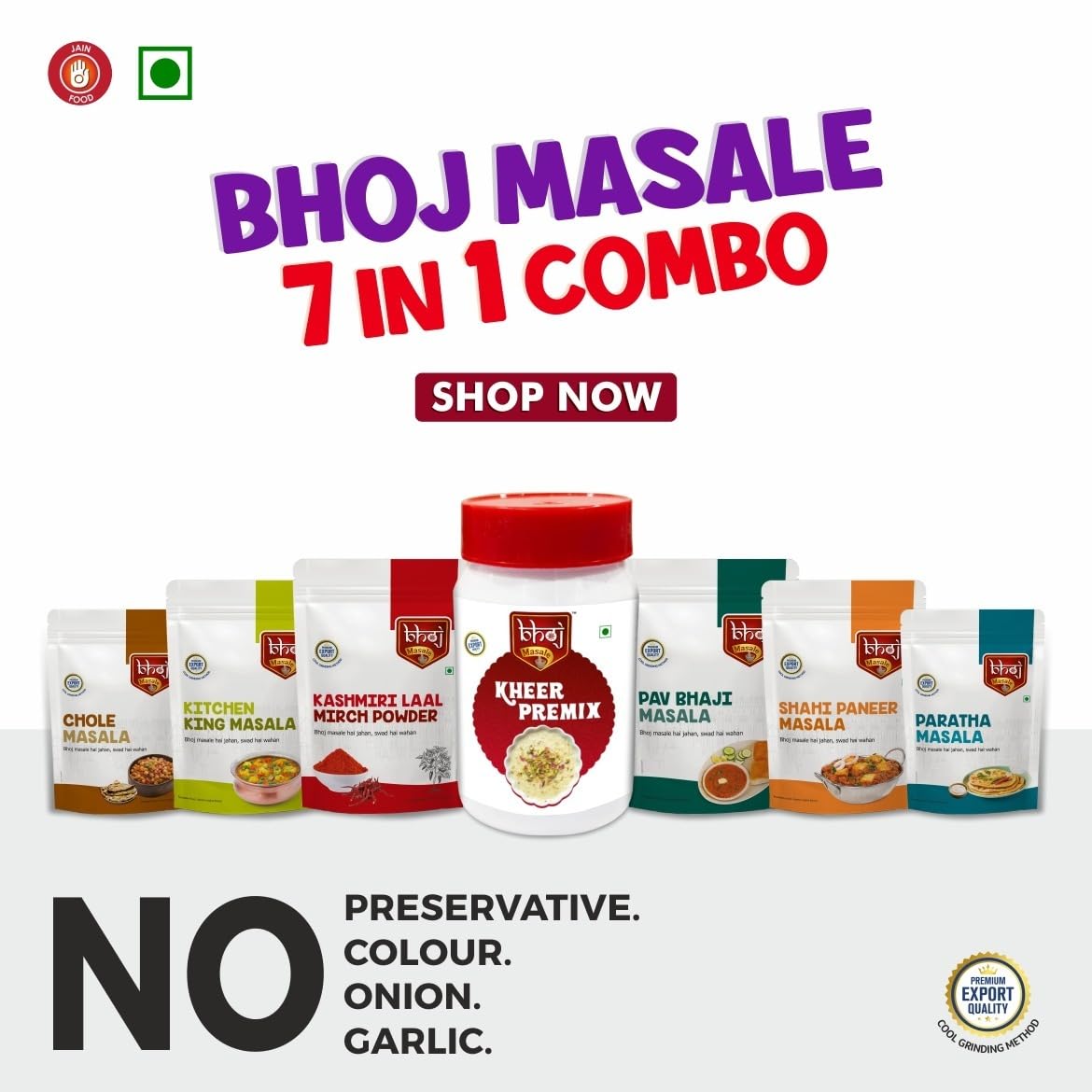 Bhoj Satvik Masala Festival 7 in 1 Combo 1 Kheer Premix Jar + 6