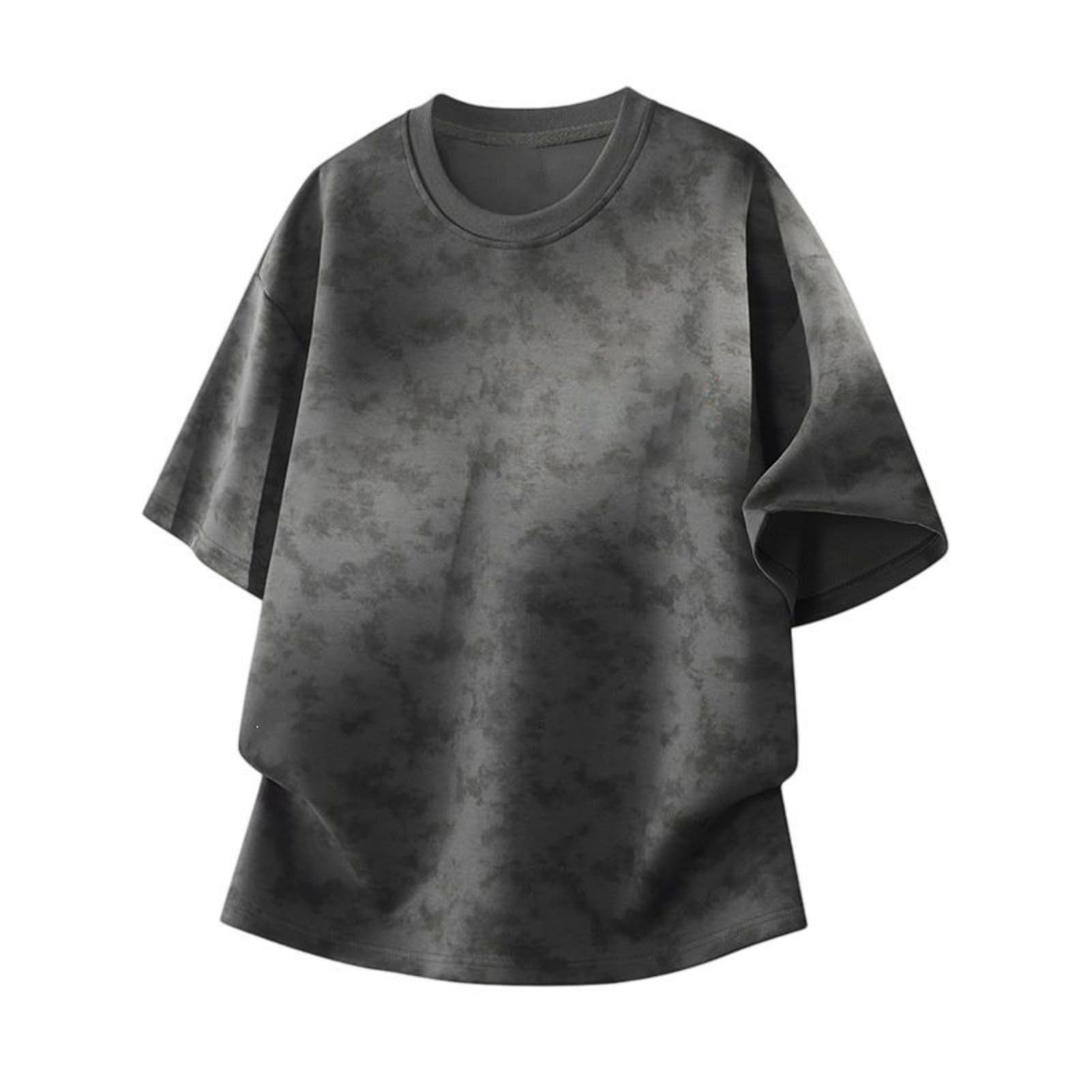 Camiseta de manga corta con cuello redondo y estampado a rayas para hombre, estilo americano, vintage, holgada, para ropa de calle y viajes
