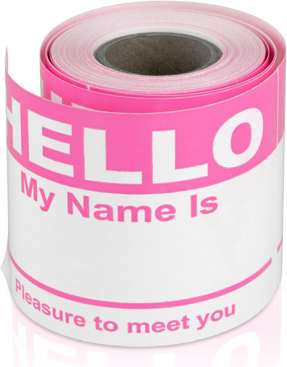 100 PCS, Pink Hello My Name is Stickers - 2.3 x 4 Inch, Hello My Name is Name Tag Stickers Identification Badges for Conferences, Offices and Schools - 1 Roll of 100 Name Tags sticker name tags