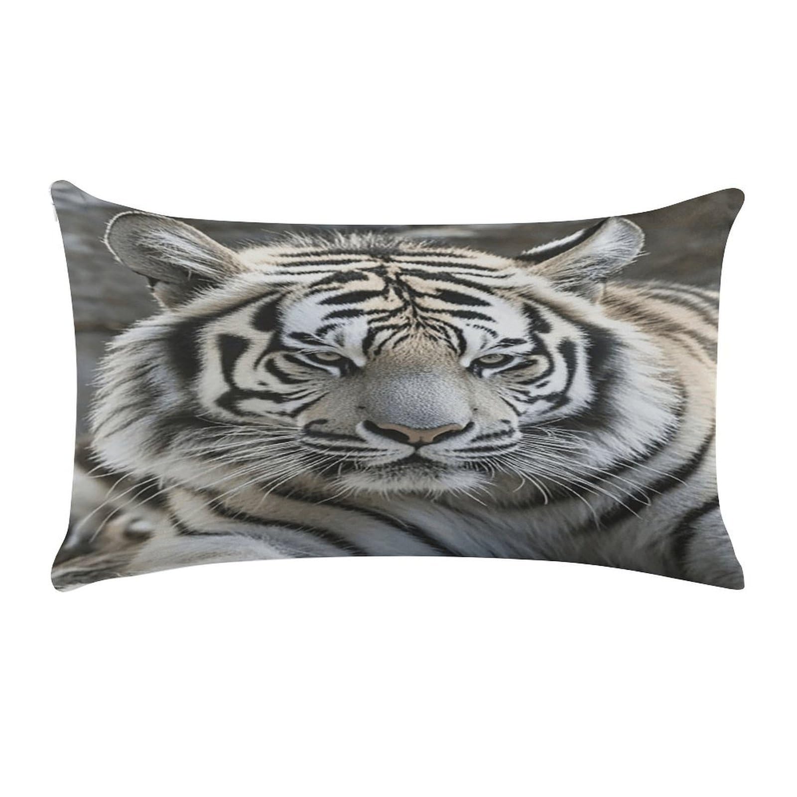 MUSM Black and White Tiger Throw Pillow Cover Rectangle Short Plush Pillowcase Soft Luxury Decorative Lumbar Throw Pillow Case with Zipper Short Plush Cushion Cases 12 X 20 Inch
