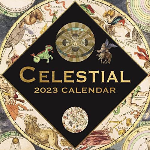 Wall Calendar 2023 - Celestial, 30 x 30 CM Monthly View, 16-Month, Arts & Antiques Theme, Includes 180 Reminder Stickers