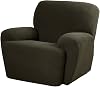 MAYTEX 4300319 Pixel Ultra Soft Stretch 4 Piece Recliner Arm Furniture Cover Side Pocket, Dusty Olive Green Chair Slipcover