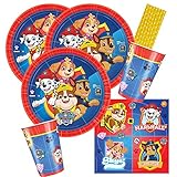 8 Pappbecher 0,25 l Amscan/Hobbyfun 40-teiliges Party-Set Paw Patrol - Teller Becher Servietten Trinkhalme für 8 Kinder