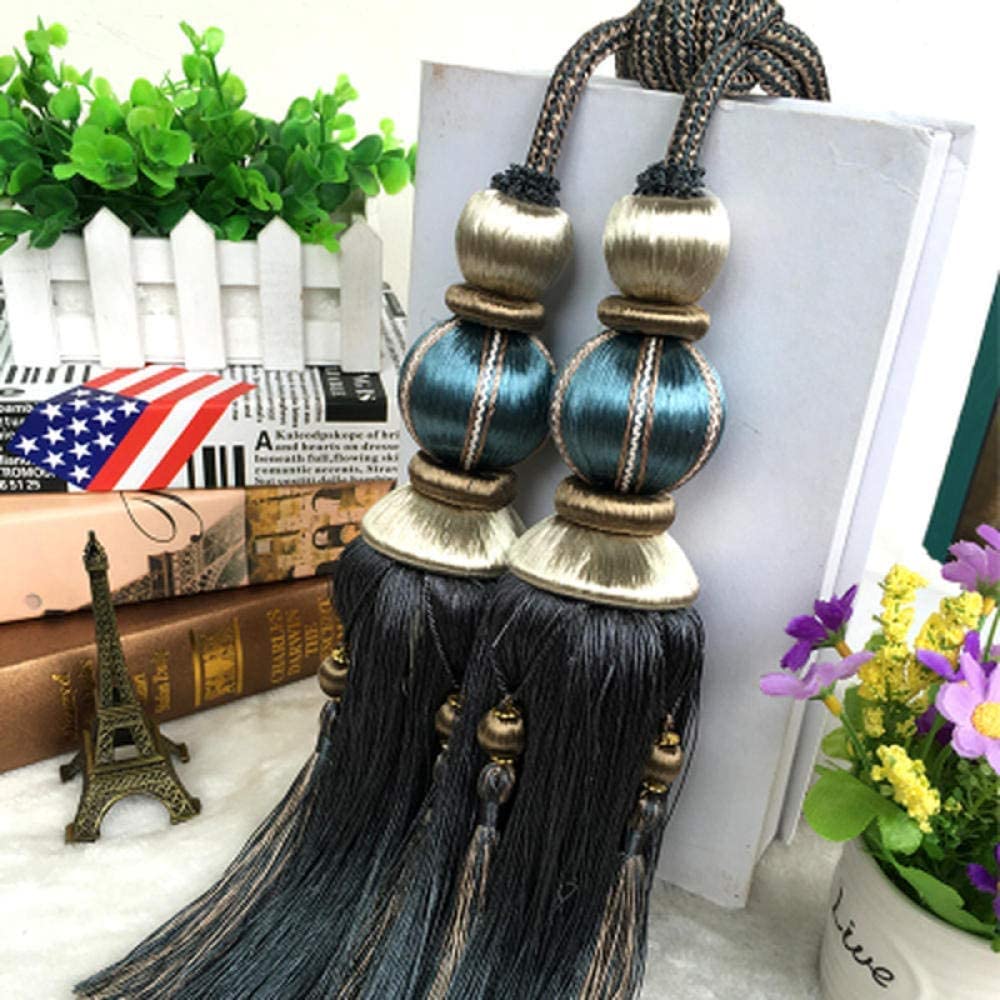 Alzapaños de borla de lujo para cortinas, paquete de 2 unidades, diseño de doble bola, accesorios de cortina elegantes para decoración del hogar