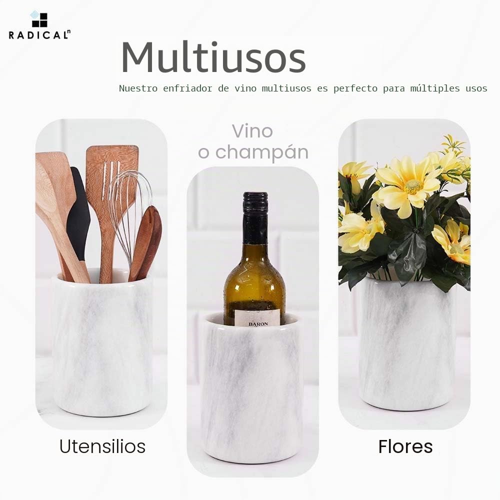 Enfriador de vino hecho a mano de mármol - 5 x 5 x 6.5 pulgadas de alto portátil decoración del hogar y la cocina - enfriador de champán mejor para utensilios de cocina