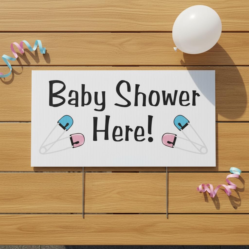 VictoryStore Yard Sign Outdoor Lawn Decorations: Baby Shower Baby Announcement 12" X 24" Yard Sign 12444