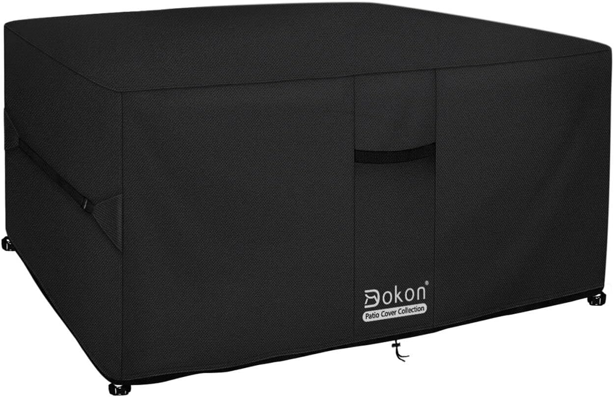 Dokon Cube Garden Furniture Covers Waterproof Windproof Anti-UV Heavy Duty Outdoor Table Cover with Air Vents, Rattan Cube Cover (125x125x74cm) Black