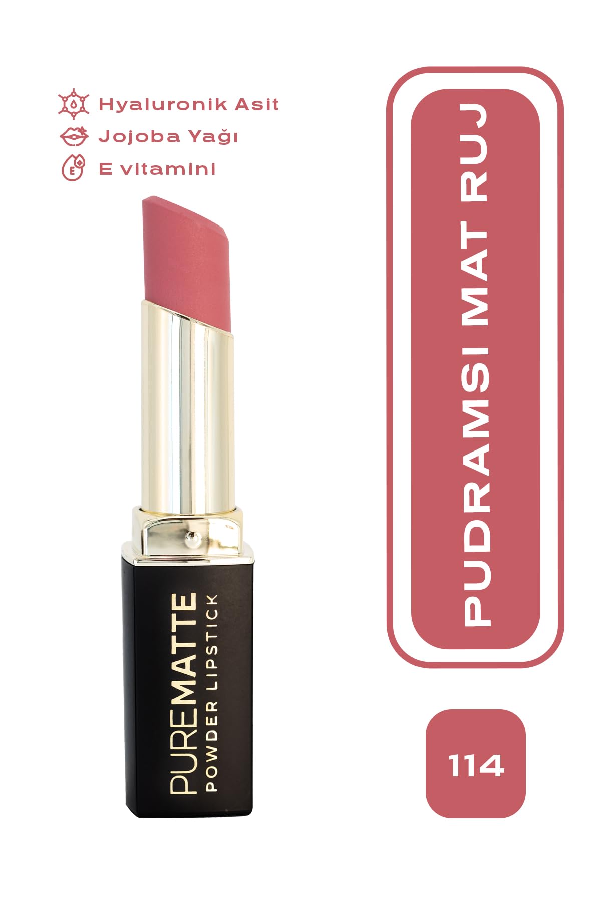 Golden Rose Pure Matte Powder Lipstick No: 114 - Nemlendirici Pudramsı Mat Ruj