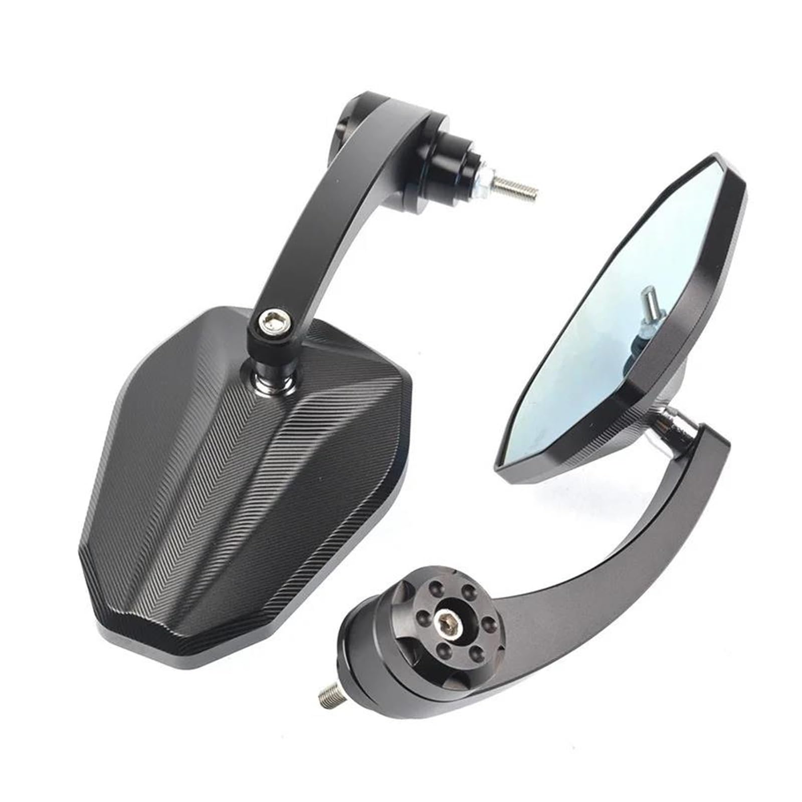 Espejo Final Manillar Motocicleta Para CB750 CRF1100L Para African Twin | Para NC750X CB500X 7/8'' 22MM Espejo Trasero Cristal Azul Ajustable NPNGLCKCVF(Negro)