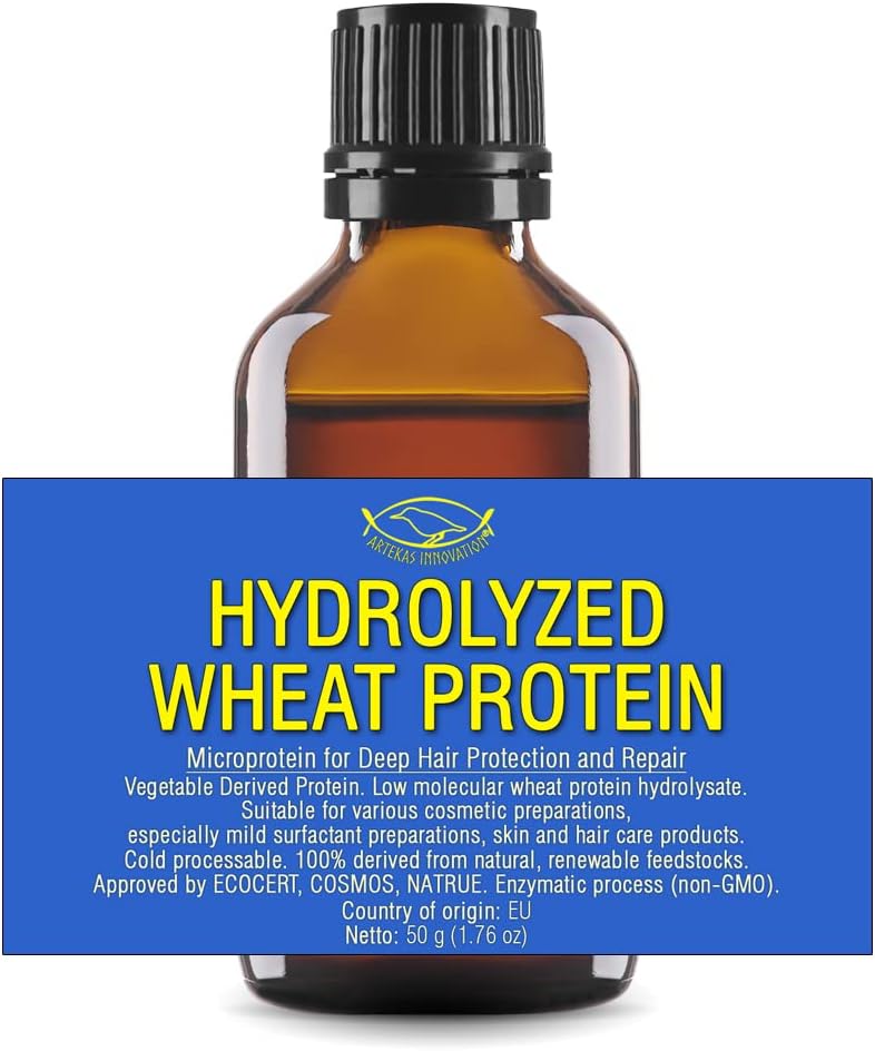 HYDROLYZED WHEAT PROTEIN - Liquid - 50g | 1.76oz - Microprotein for Hair, Skin, Baby Care, Body Wash, Sensitive Skin - Deep Hair Protection, Restructuring and Repair - Shampoos, Conditioners