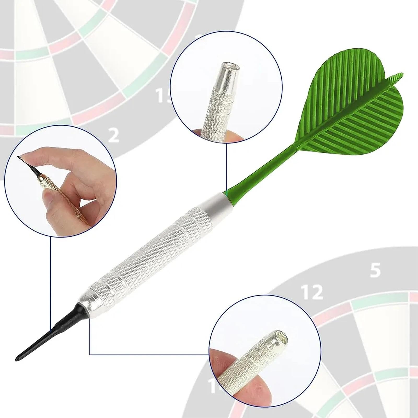 Dardos con Punta de plástico, Juego de 12 Dardos Blandos con 36 Puntas de plástico para Diana electrónica Plástica para Principiantes y Entrenamiento Avanzado