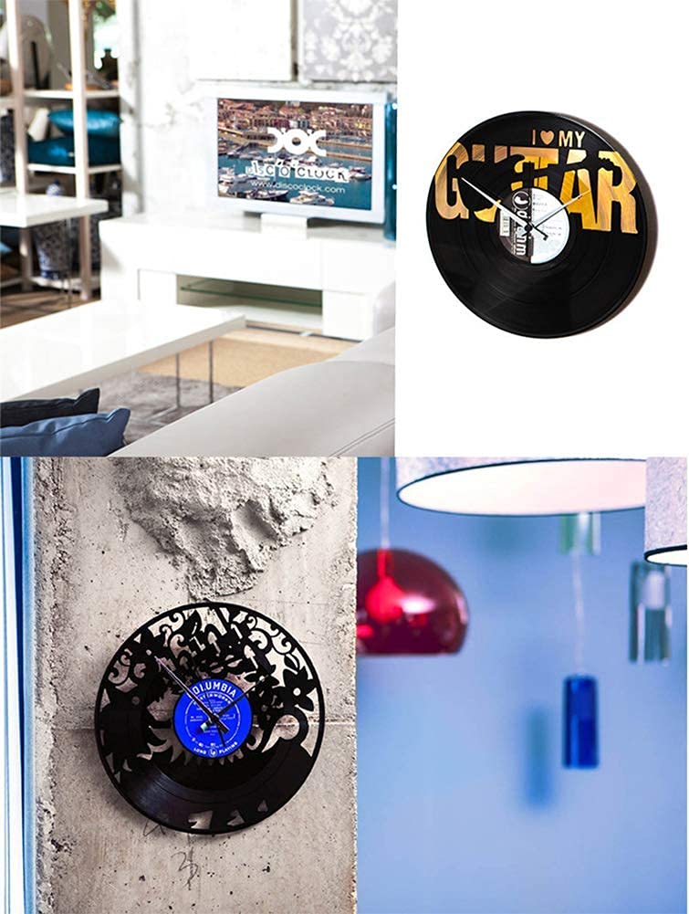 Orologio da Parete in Vinile con LED, Musica Rock, Chitarra Rock Band Musica Arte silenziosa, Decorazioni per la casa, miglior Regalo per Lui e per lei - Uomo, Donna, Fidanzato e Fidanzata