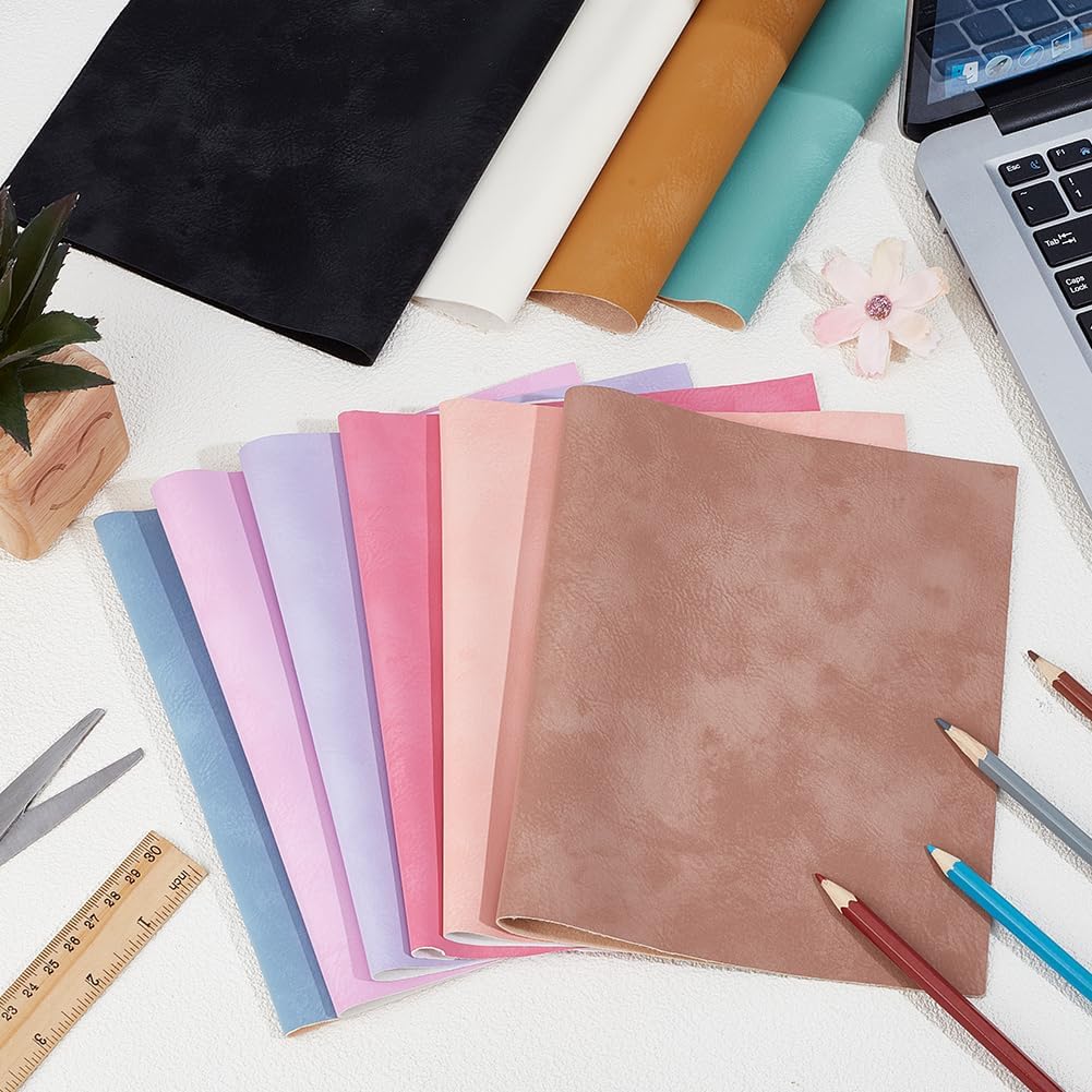 10Pcs 10 Colors Faux Suede PU Leather Fabric Soft Smooth Frosted Synthetic Colorful Sewing Leatherette Sheets for DIY Handicraft Projects Upholstery Bag 13 x 8 Inch