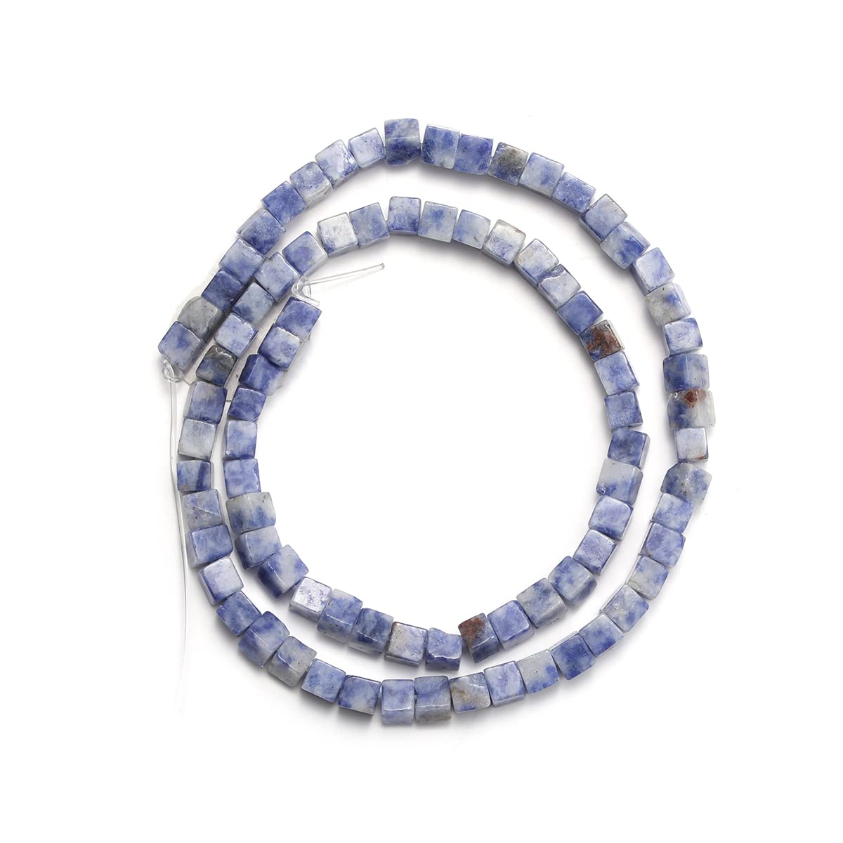 Fil De Perles En Sodalite – Environ 85 Pièces, Boules De 4mm, Couleurs Bleu, Noir, Blanc, Longueur 39cm, Neuf, Fait Main