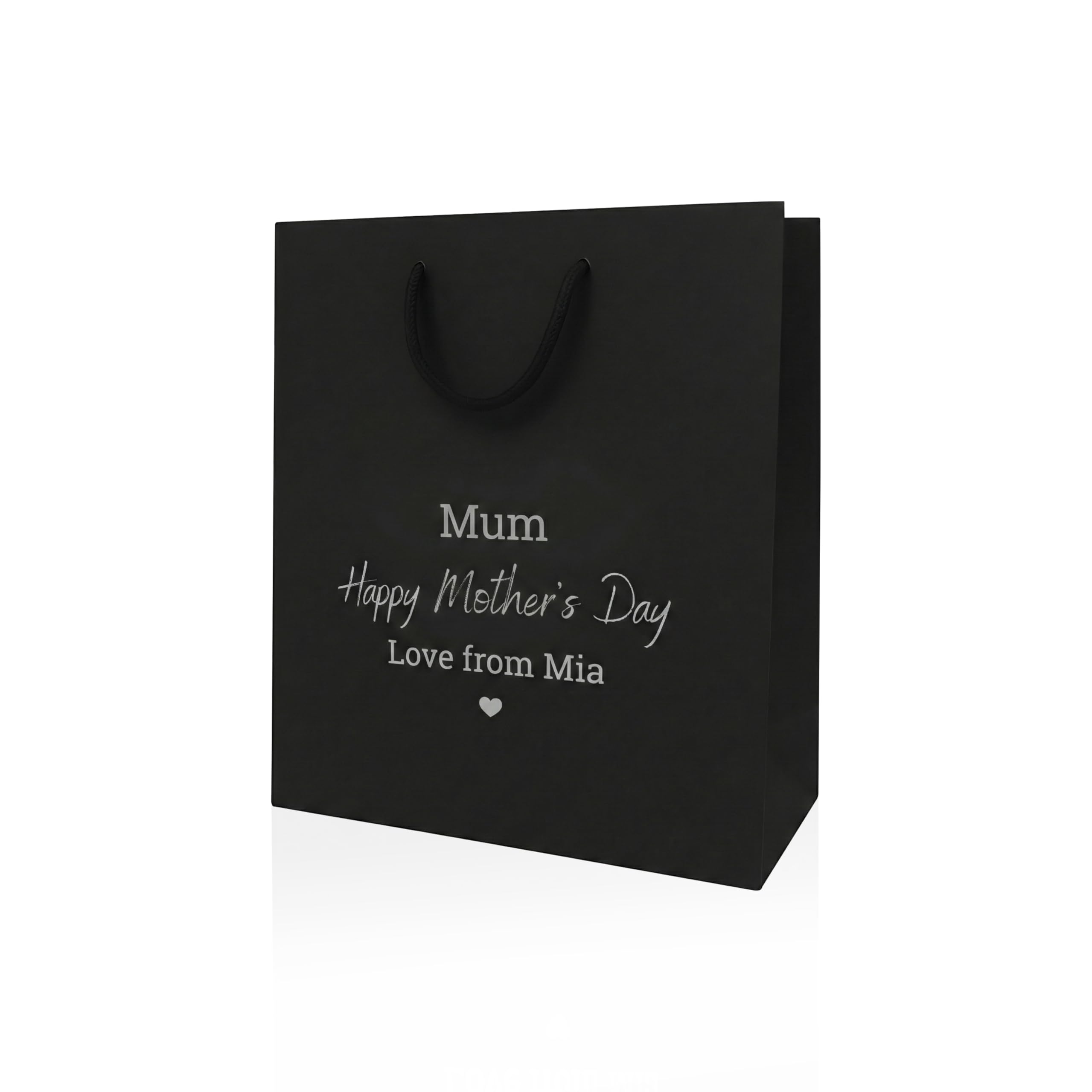 COOKIES AND KOALAS Personalised Mother’s Day Gift Bag – Luxury Black Foil Printed Gift Bag – Small 20×24×10 cm – Custom Gold or Silver Foil Name – Reusable Mother’s Day Gift Packaging for Mum
