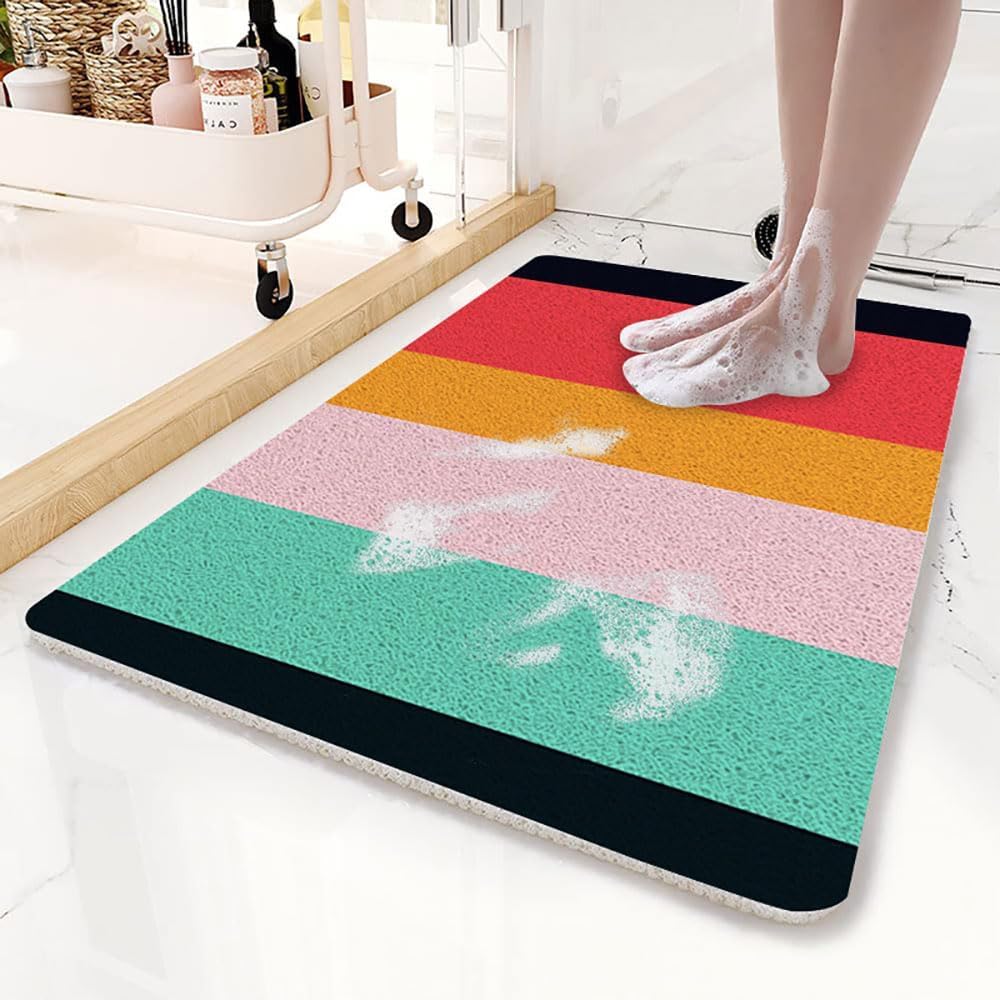 Tapis de Douche antidérapant Luffa Moderne – Bain Rapide(Multicolor,45x75cm)