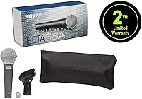 Vista 2 de Shure Micrófono vocal BETA 58A - Micrófono dinámico supercardioide de un solo elemento para escenario y estudio, incluye adaptador de soporte