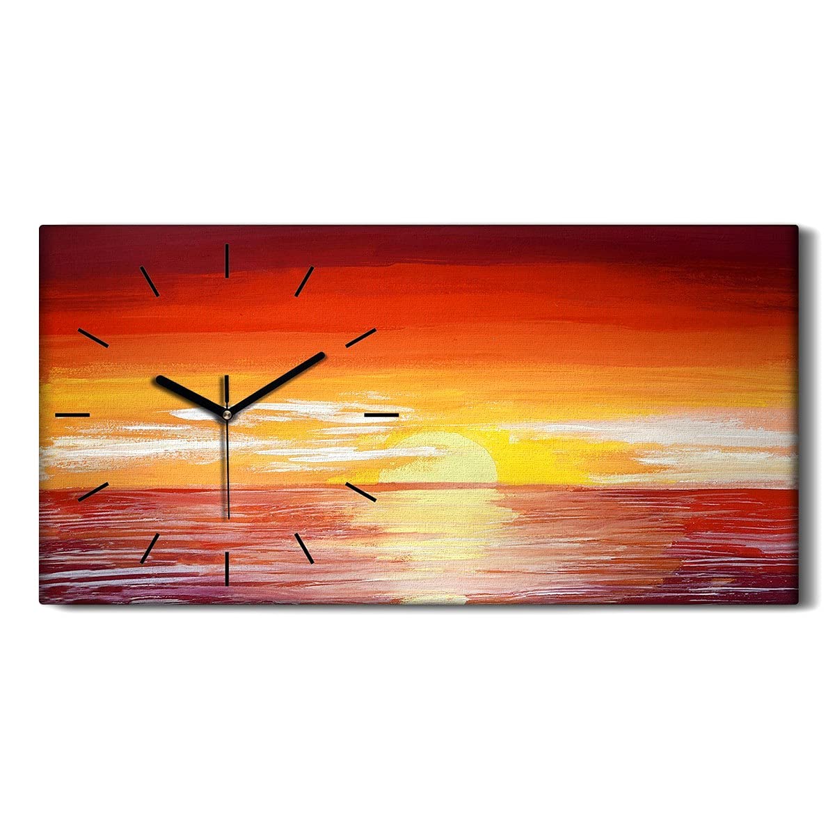 Horloge sur Toile 60x30cm Art Mural - Tableau Contemporain Océan