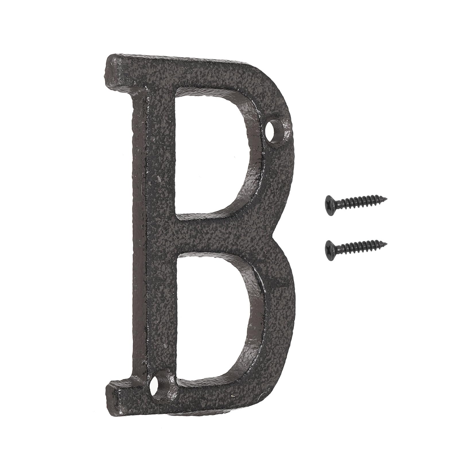 sourcing map House Numbers and Letters, 75mm Cast Iron Metal Vintage Address Letters for Outside, Solid House Number with Screws for Apartment Office Hotel Room Signs(Letter B)