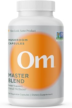 Om Master Blend Mushroom Capsules - Organic Mushroom Supplement with 10 Mushrooms and Ashwagandha Supports Immunity, Gut Health & Stress Relief, 168 Count 56 Servings