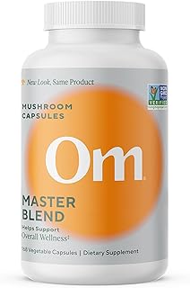 Om Master Blend Mushroom Capsules - Organic Mushroom Supplement with 10 Mushrooms and Ashwagandha – Supports Immunity, Gut Health & Stress Relief, 168 Count (56 Servings)​