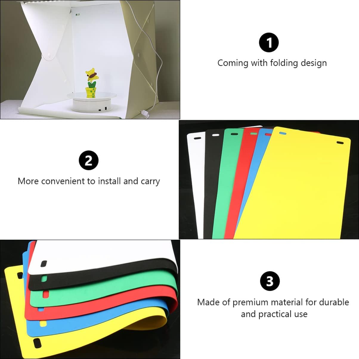 1set Portable Led Photography Color Backgrounds Mini Folding Cube Tent for Product Photography USB Powered for Items Like Toys and Watches