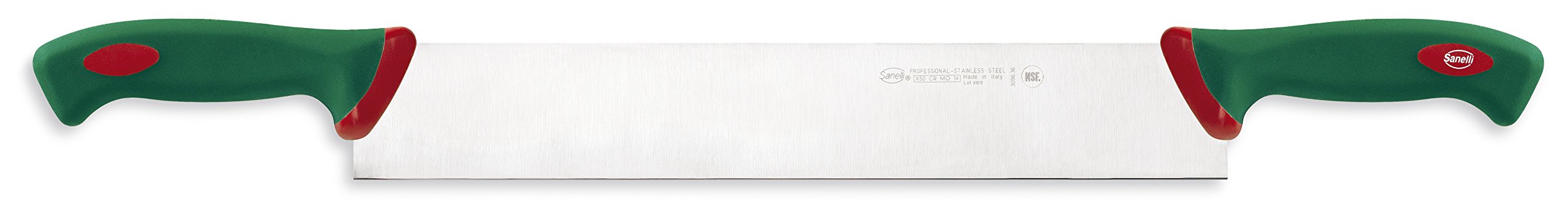 Sanelli Premana Professional Coltello Formaggio 2 Manici, Acciaio Inossidabile, Verde/Rosso, 61 x 3 x 6 cm