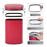 Vista 4 de Cubo de basura automático de 13 galones sin contacto, sensor de movimiento infrarrojo con base de acero inoxidable, diseño silencioso antihuellas