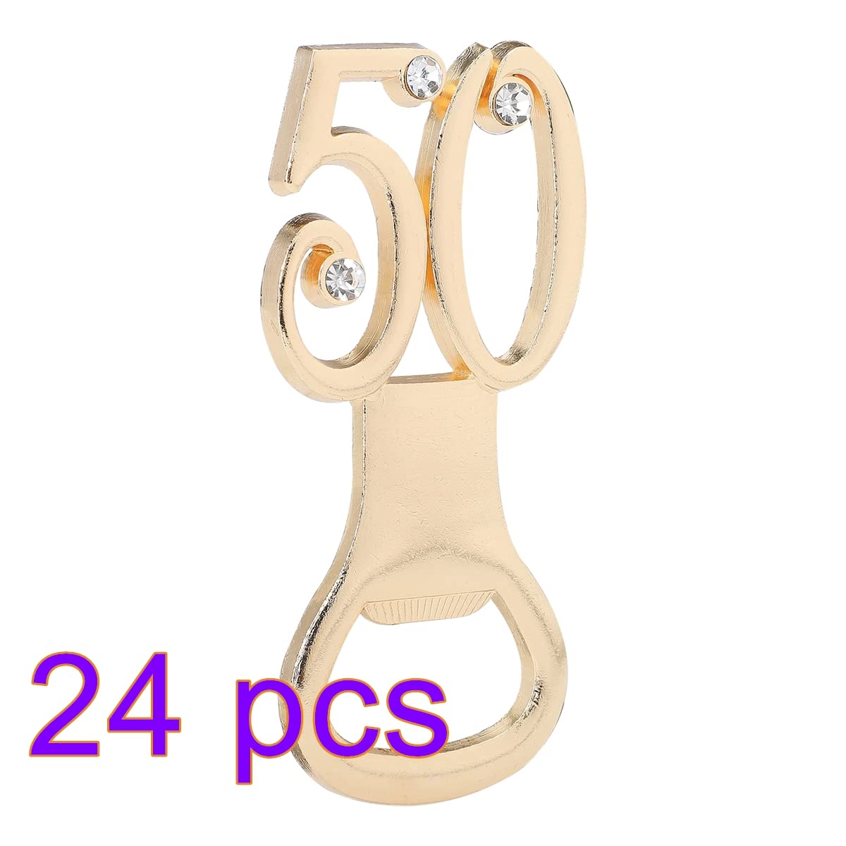 24 apribottiglie per 50° compleanno per bomboniere per 50° compleanno, apribottiglie dorato con confezione regalo