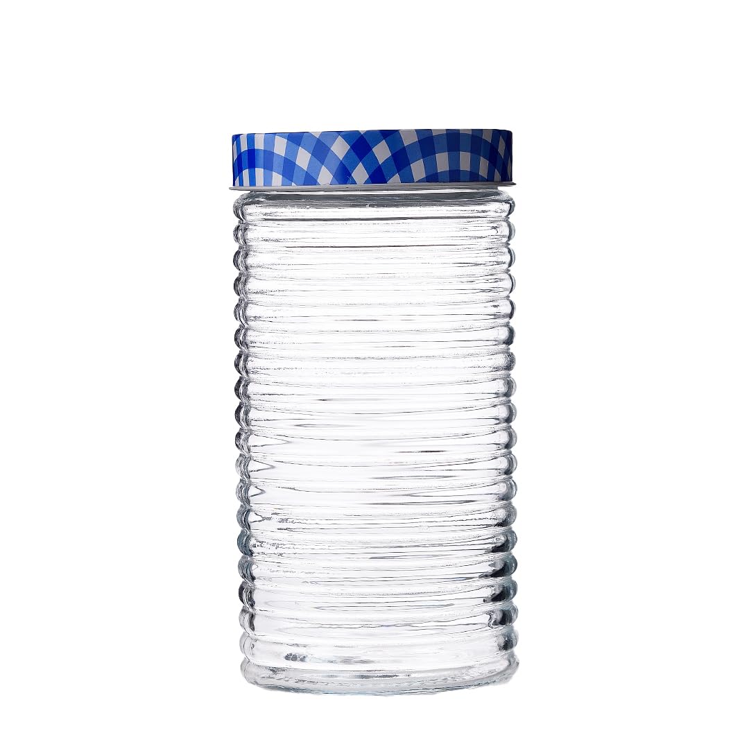 Millerhaus Glass Jar 1.7ltr Stoneware, Non-Toxic and Food-Safe Material, Dishwasher Safe,With metal lid - Clear